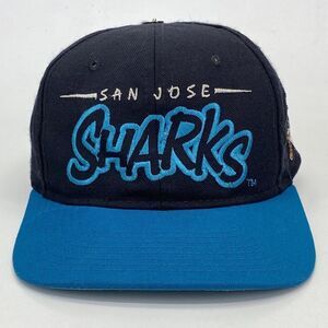 STARTER San Jose Sharks Snapback Hat Bubble‎ Graffiti Spell Out Logo Wool